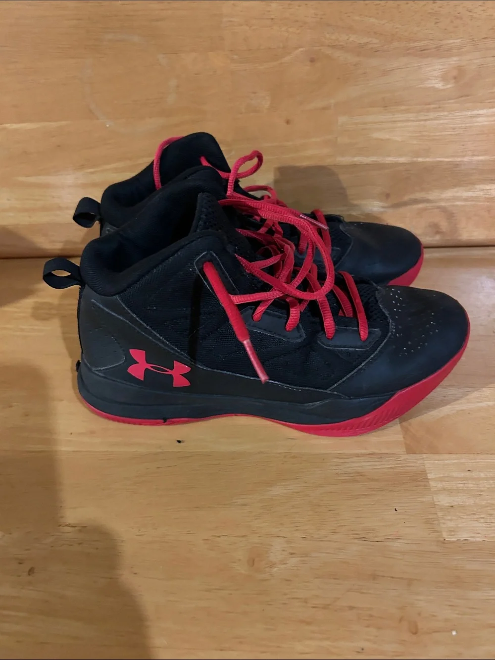 Under Armour Kids Black and Red Athletic Sneakers